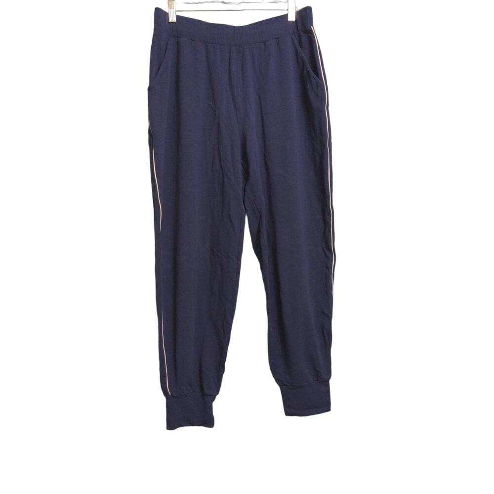 Universal Standard Womens Jogger Pants Navy Blue Knit Stretch White Stripe 14-16